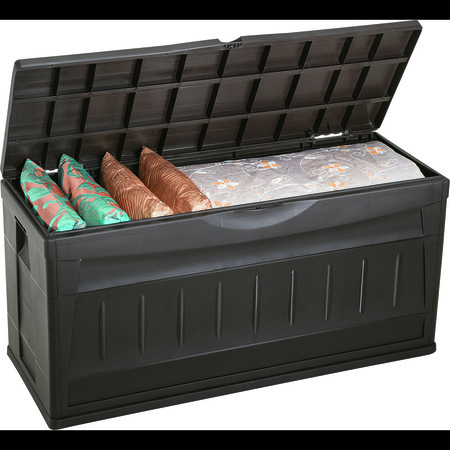 RIMAX 61 gal Plastic Patio Storage Deck Bench, Brown 10011